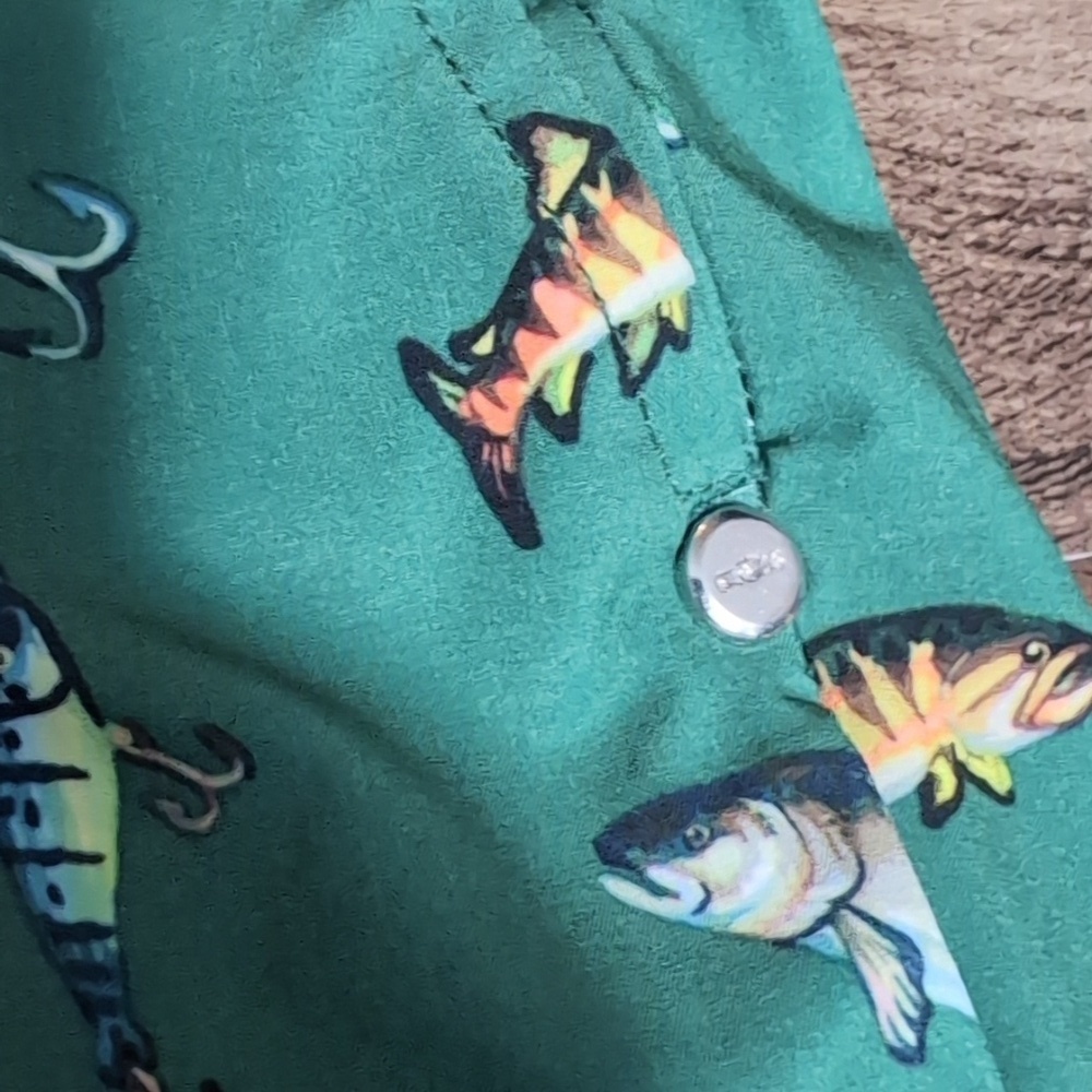 RLX Ralph Lauren Fishing Lure Print Golf Shorts Size 35x10" In Green - Picture 7 of 11